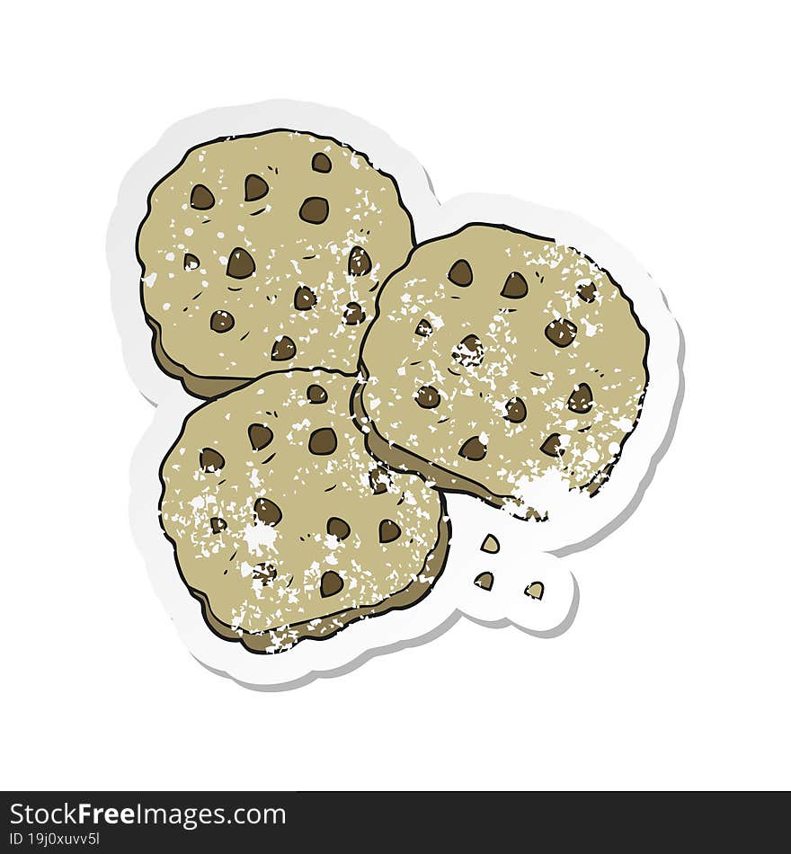 retro distressed sticker of a cartoon cookies