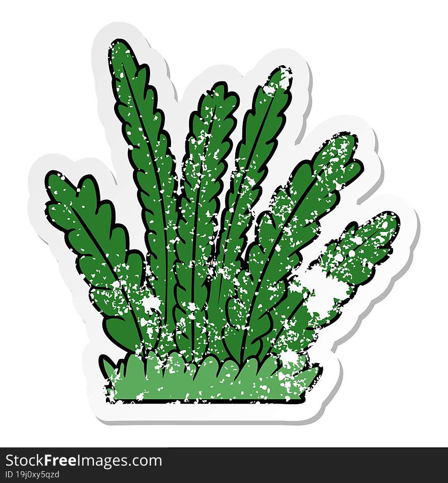 Distressed Sticker Of A Cartoon Growing Plants