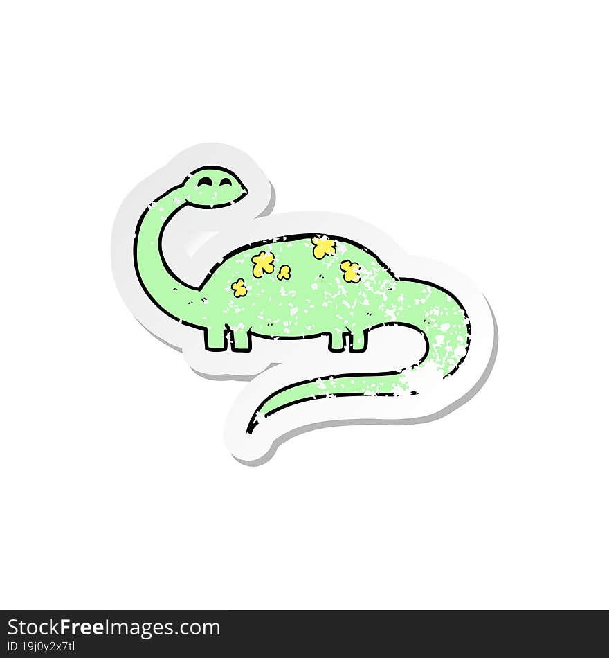 retro distressed sticker of a cartoon dinoaur