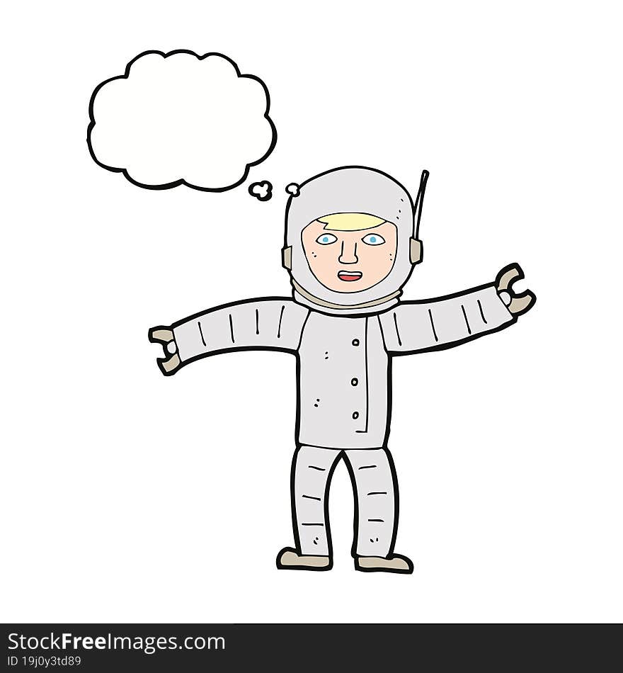 cartoon space man with thought bubble