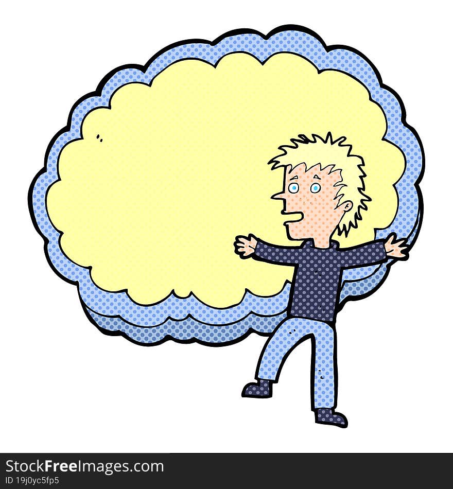 cartoon man with text space cloud