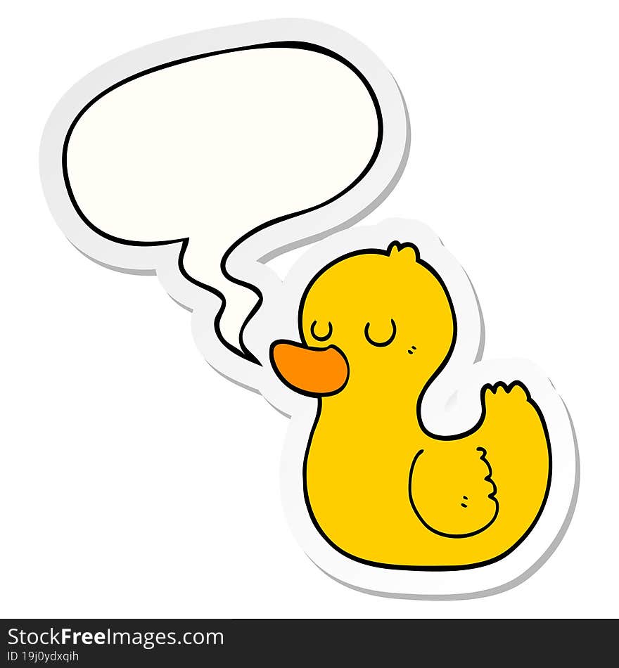 cartoon duck and speech bubble sticker