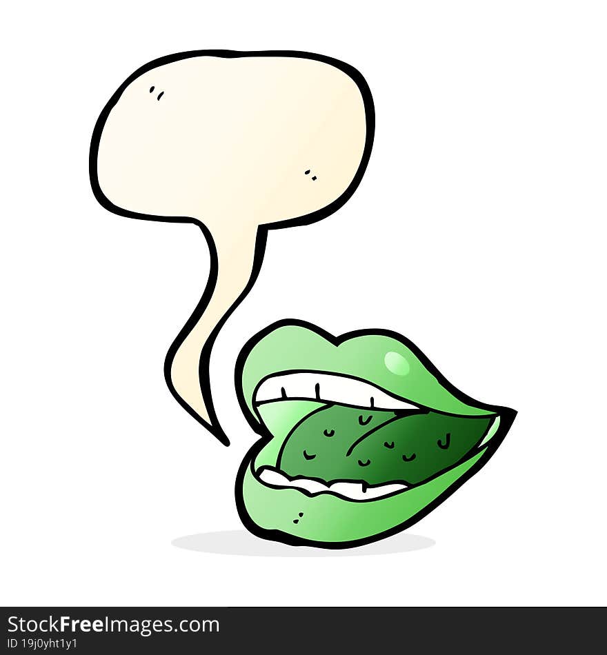 cartoon smiling halloween mouth with speech bubble