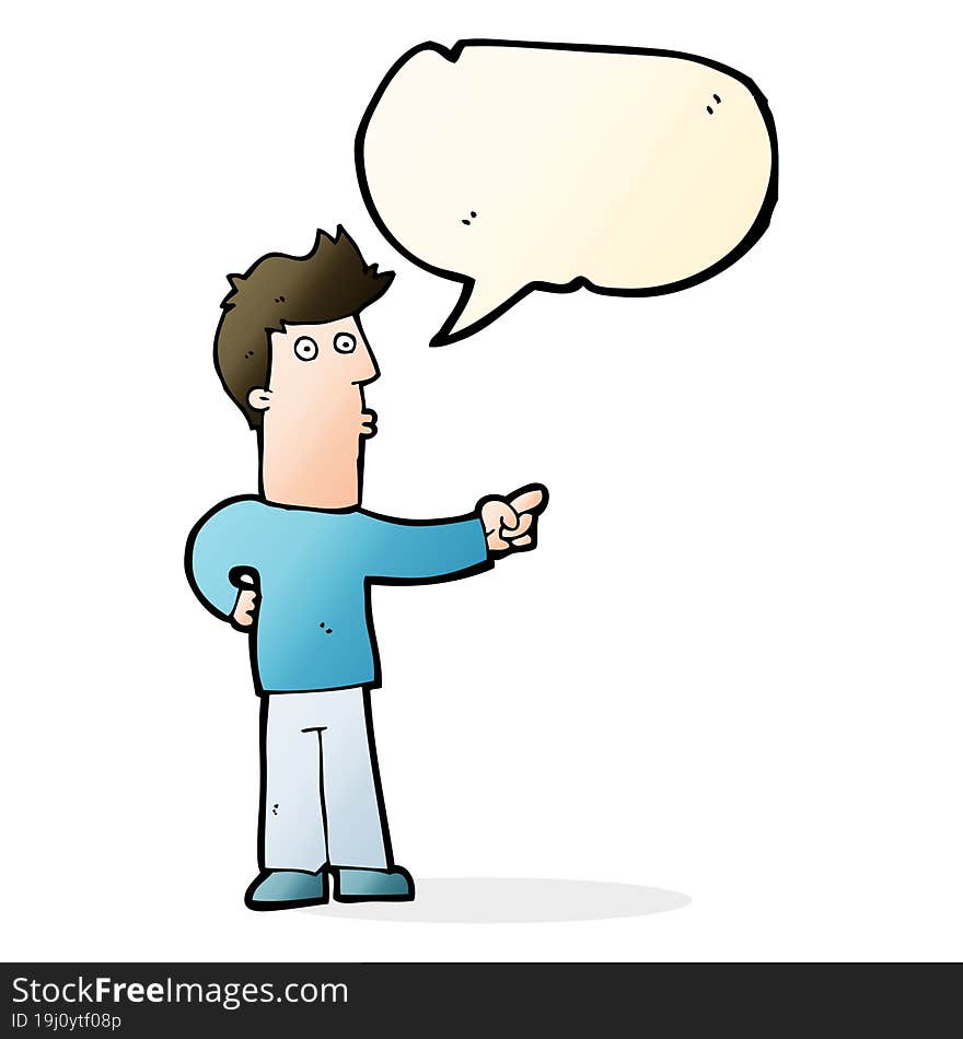 Cartoon Man Pointing With Speech Bubble