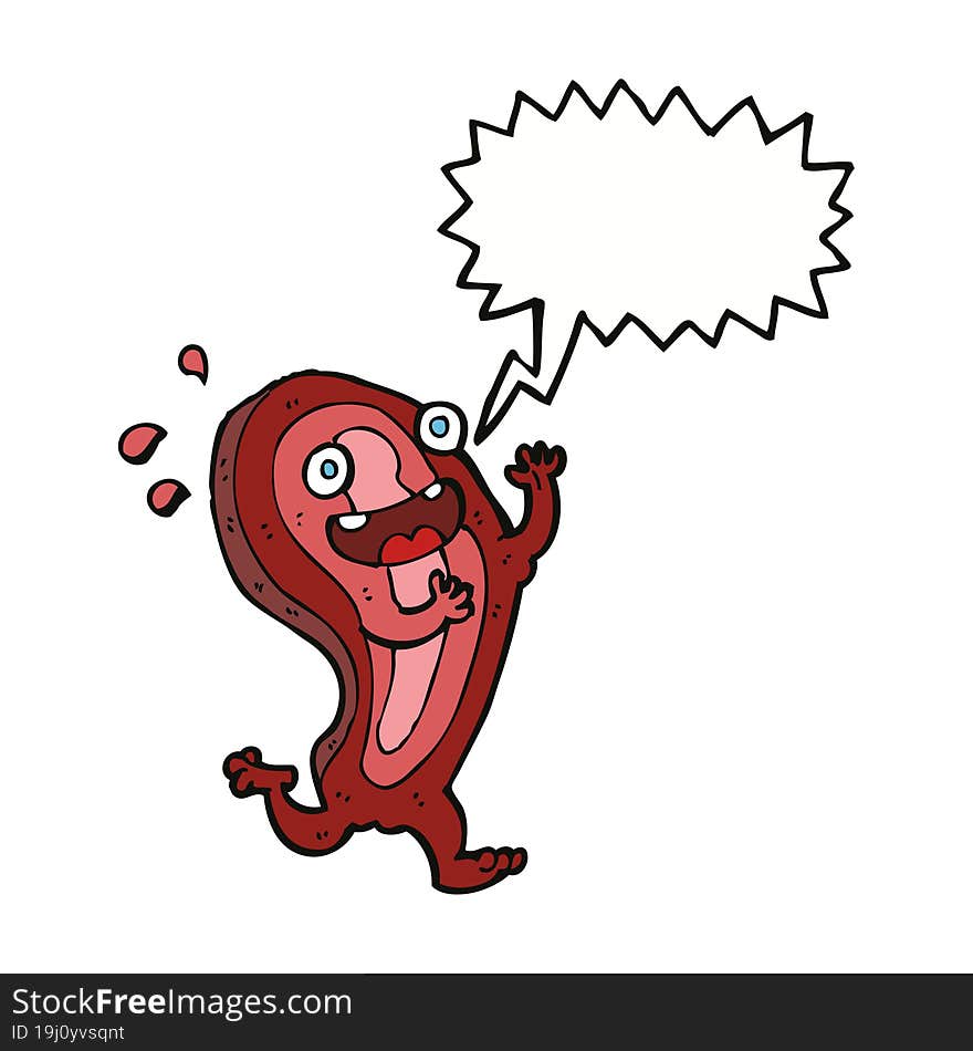 Meat Cartoon Character With Speech Bubble