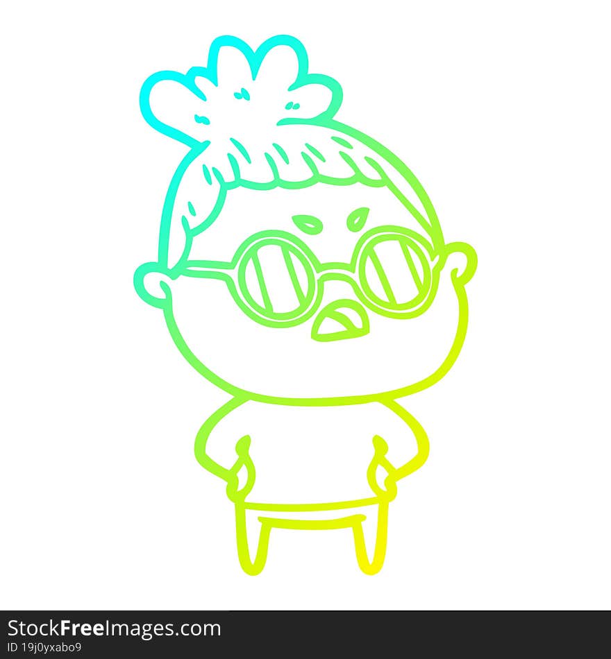 cold gradient line drawing cartoon annoyed woman