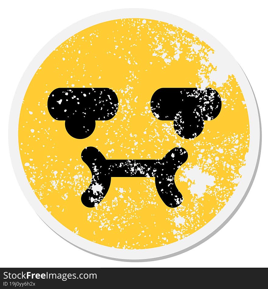 annoyed face circular sticker