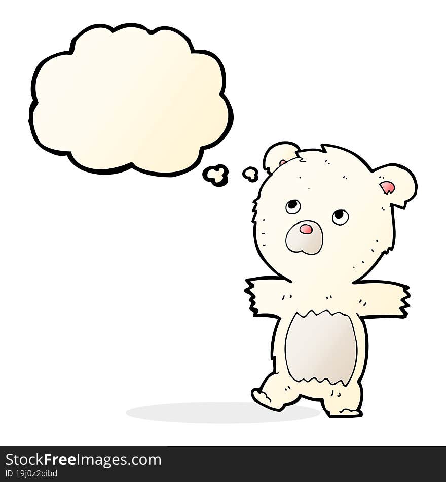 cartoon cute polar bear with thought bubble