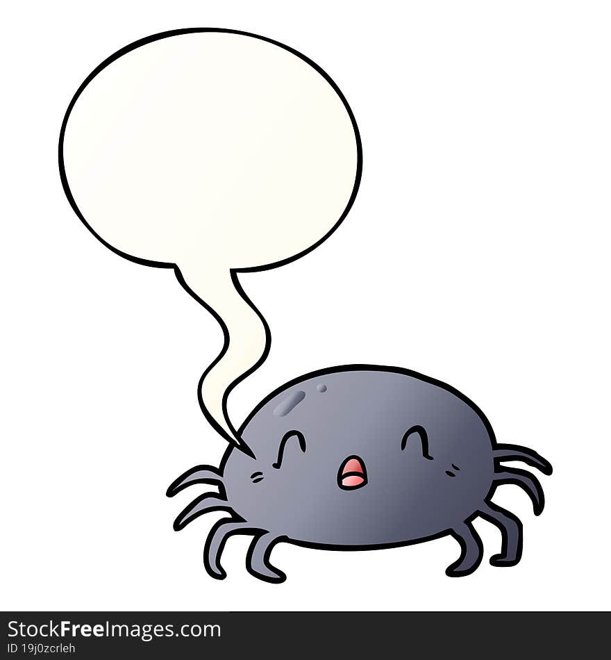 cartoon halloween spider and speech bubble in smooth gradient style