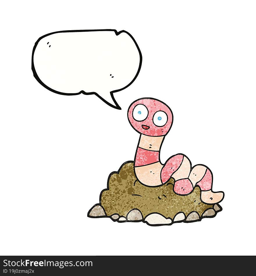 freehand speech bubble textured cartoon earthworm