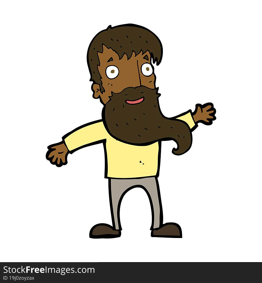 Cartoon Man With Beard Waving