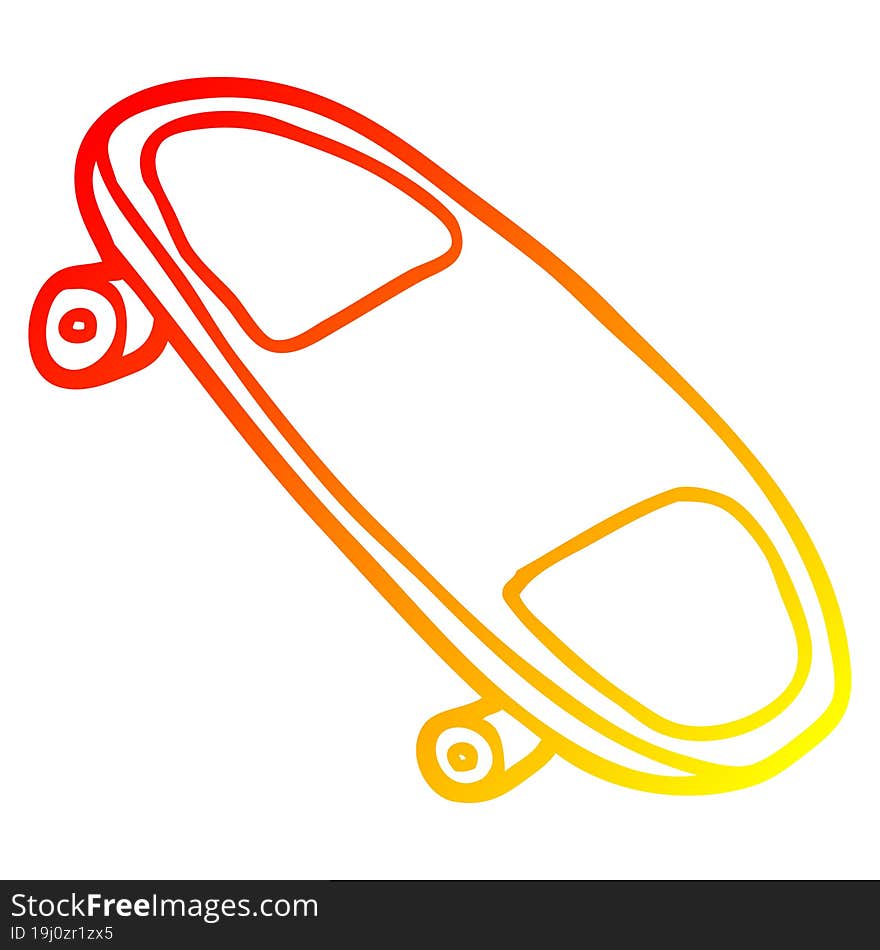 warm gradient line drawing cartoon skateboard