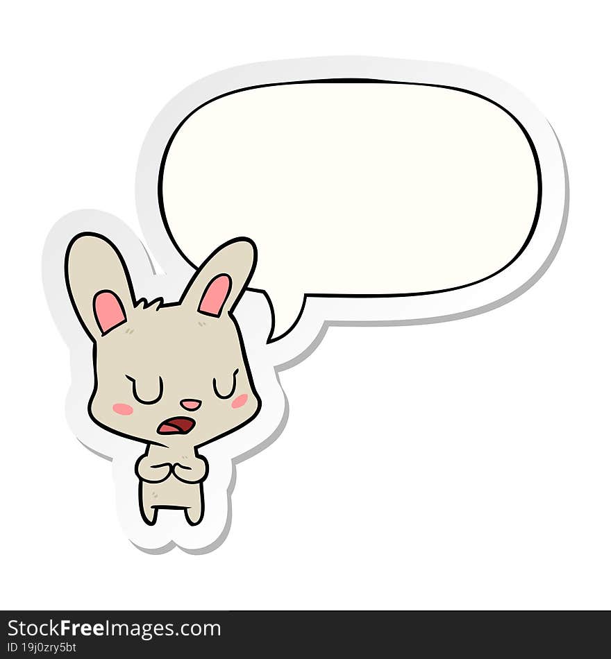 cartoon rabbit talking with speech bubble sticker