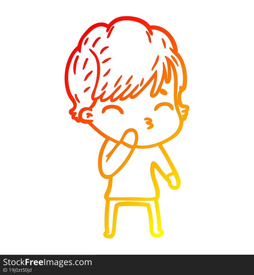 warm gradient line drawing cartoon woman thinking