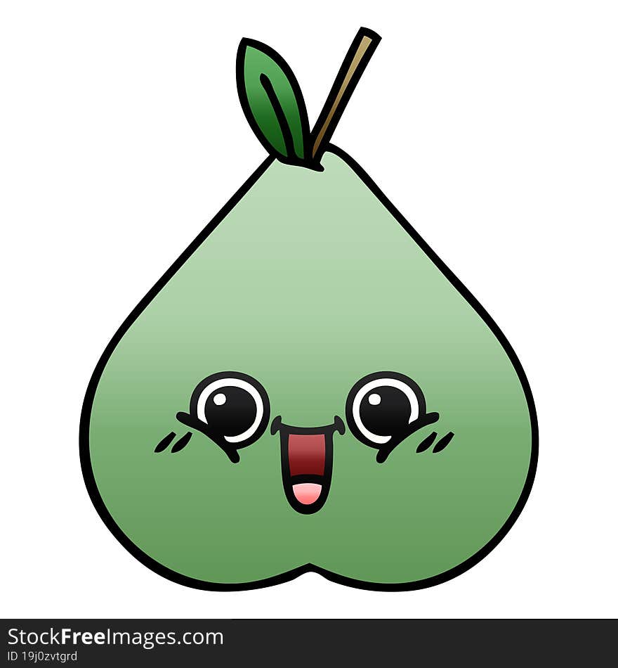 Gradient Shaded Cartoon Green Pear