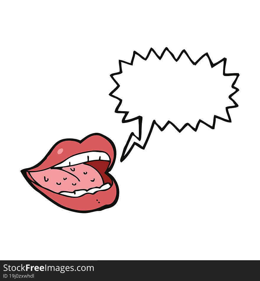 cartoon smiling mouth with speech bubble