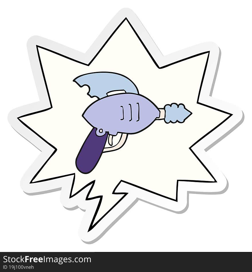 cartoon ray gun and speech bubble sticker