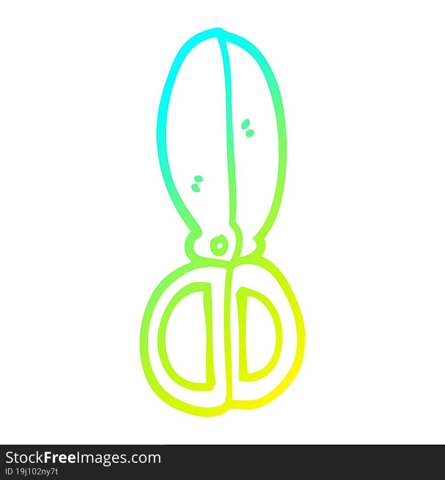 Cold Gradient Line Drawing Cartoon Closed Scissors