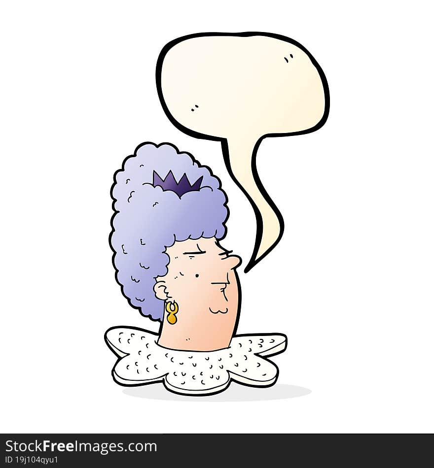 cartoon queen s head with speech bubble