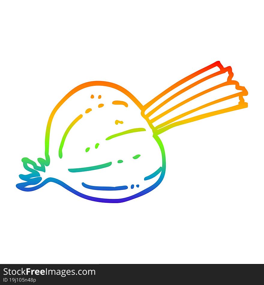 rainbow gradient line drawing of a cartoon old onion