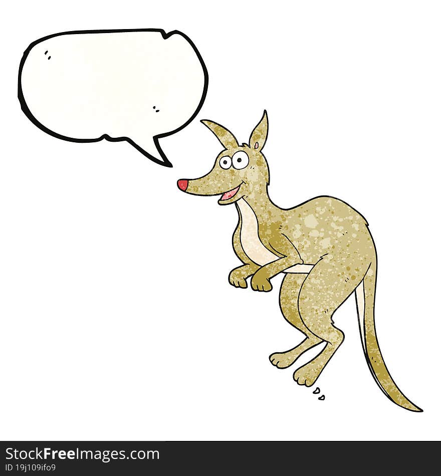 freehand speech bubble textured cartoon kangaroo