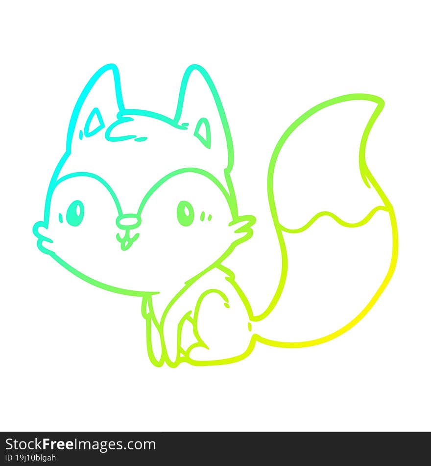 Cold Gradient Line Drawing Cute Fox