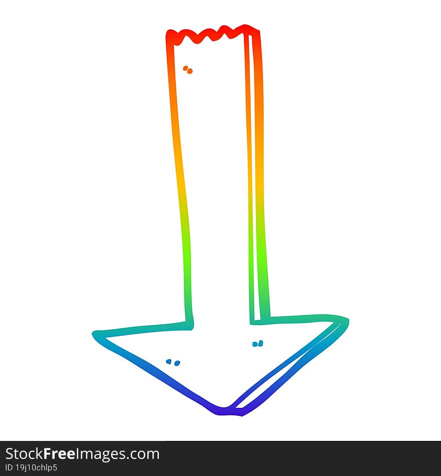 rainbow gradient line drawing cartoon pointing arrow