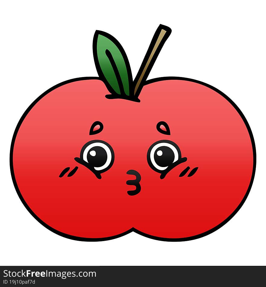 gradient shaded cartoon of a red apple