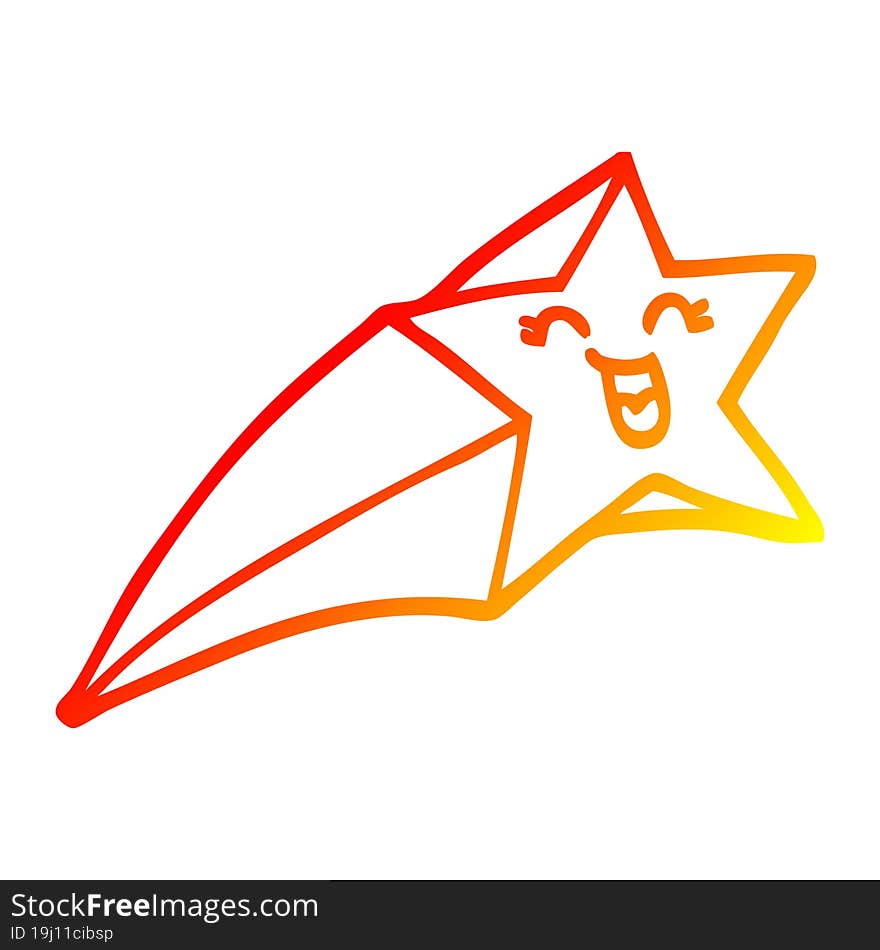 warm gradient line drawing cartoon shooting star