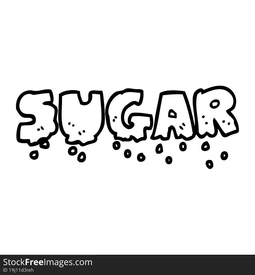 line drawing cartoon word sugar