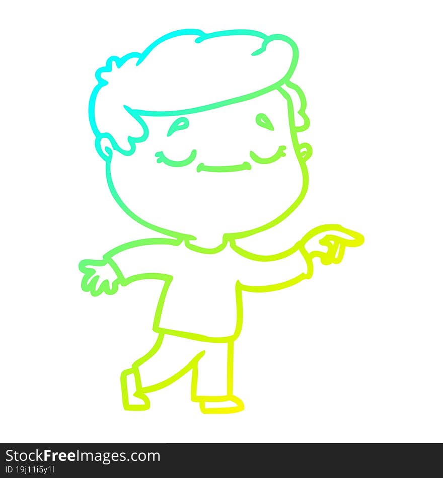 cold gradient line drawing cartoon peaceful man