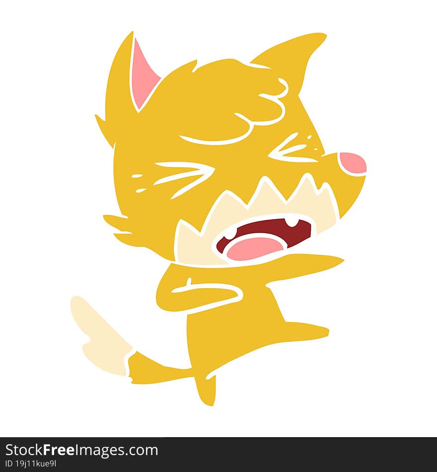 angry flat color style cartoon fox attacking