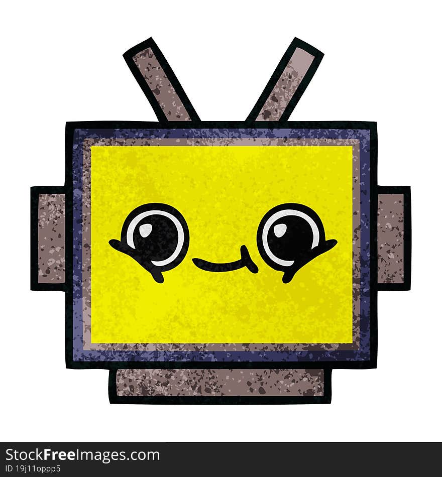 retro grunge texture cartoon of a robot head