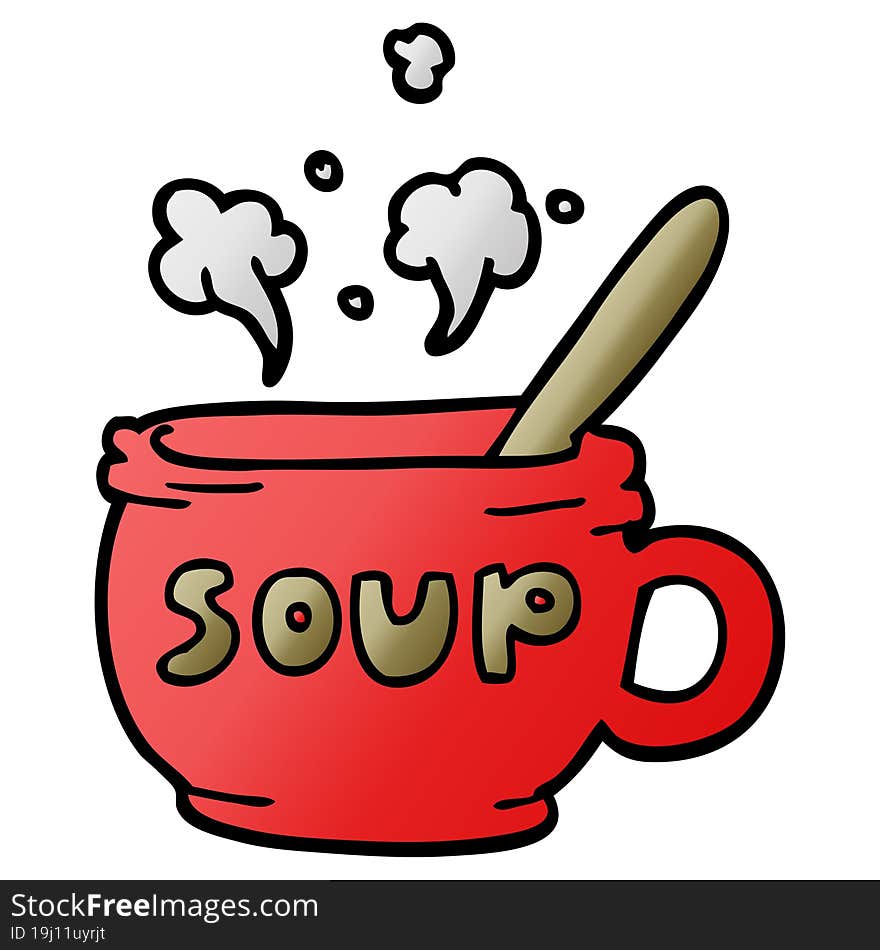 cartoon doodle of hot soup