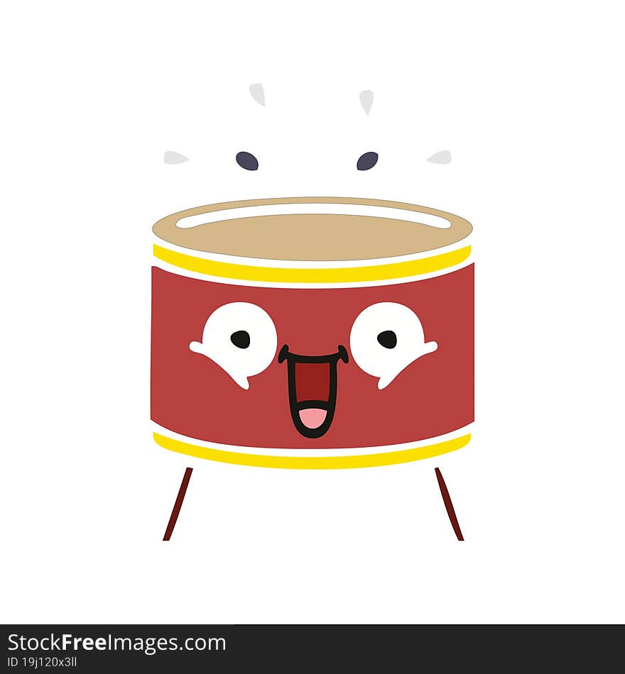 flat color retro cartoon of a drum