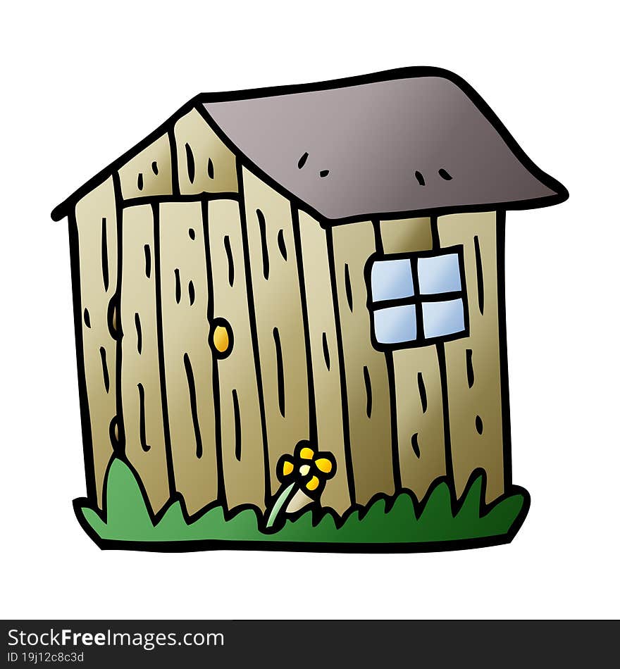 cartoon doodle wooden shed