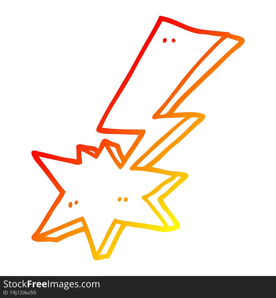 warm gradient line drawing cartoon lightning bolt