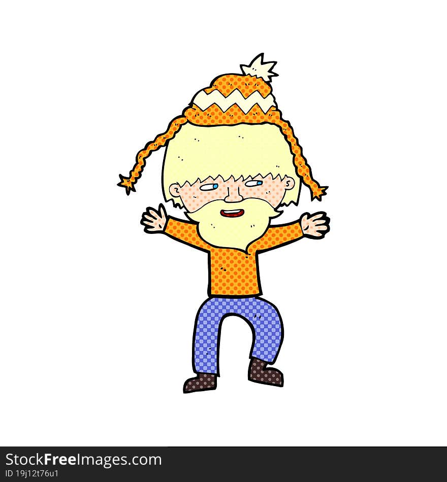 cartoon hipster man in hat