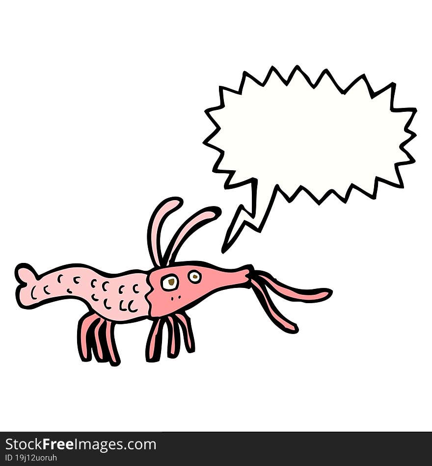 cartoon shrimp with speech bubble