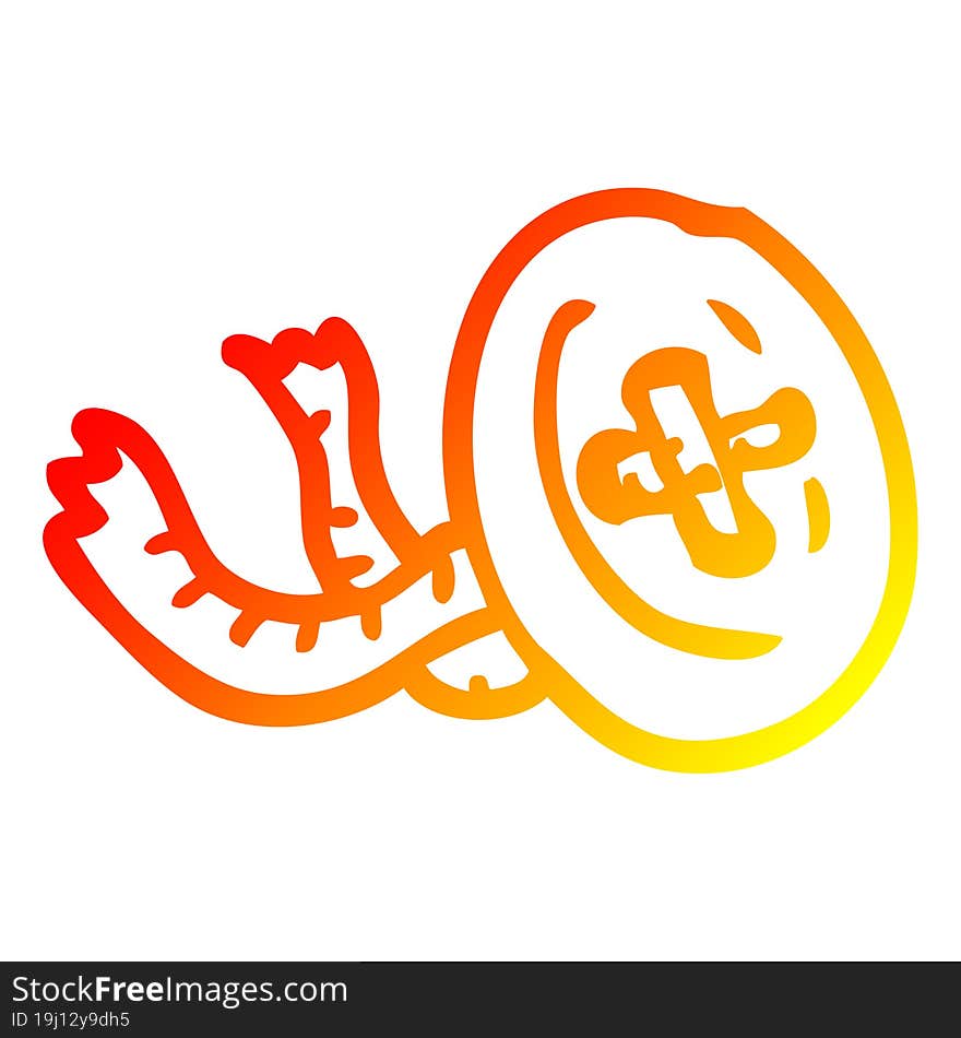 warm gradient line drawing cartoon button