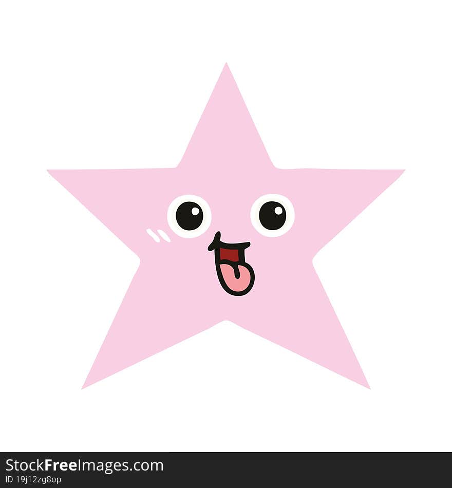 flat color retro cartoon of a star fish