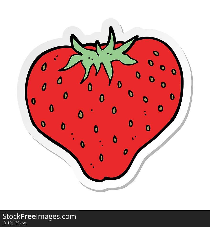 sticker of a cartoon strawberry