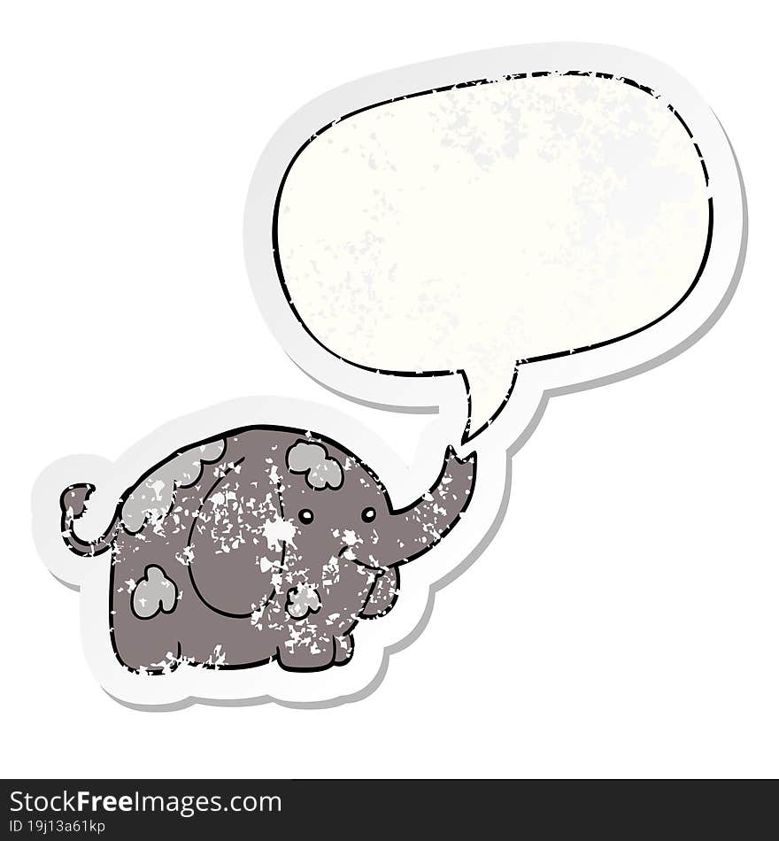 cartoon elephant and speech bubble distressed sticker