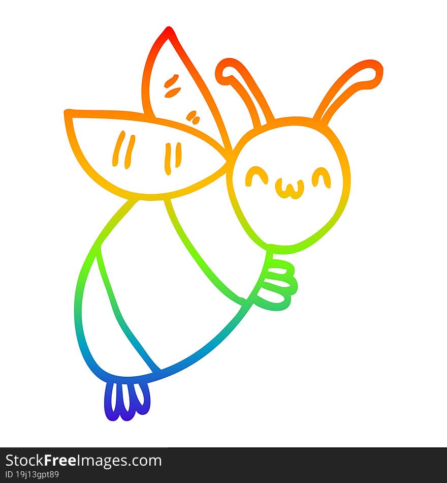 rainbow gradient line drawing cute cartoon bee