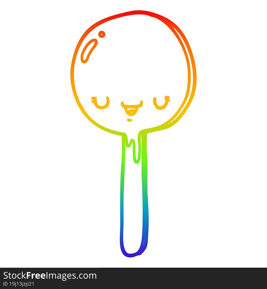 Rainbow Gradient Line Drawing Cartoon Candy Lollipop