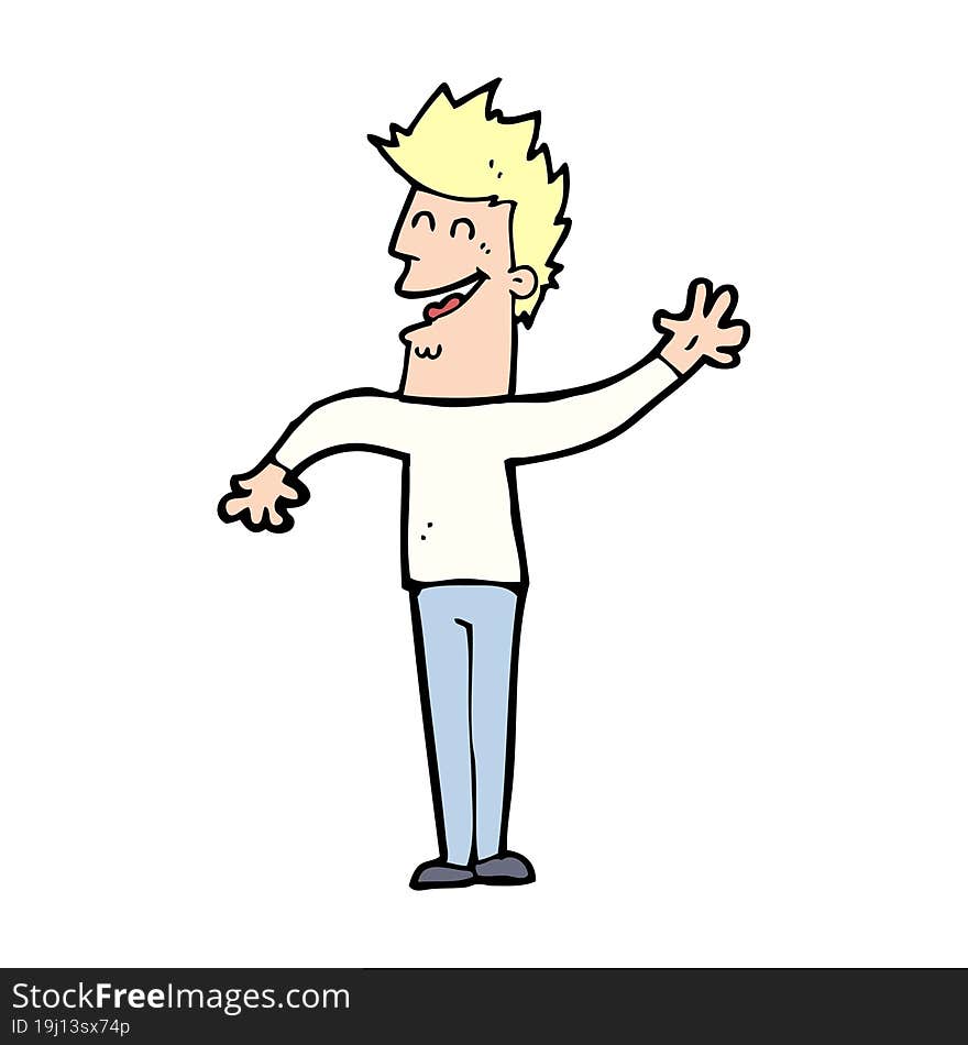 Cartoon Happy Man Waving