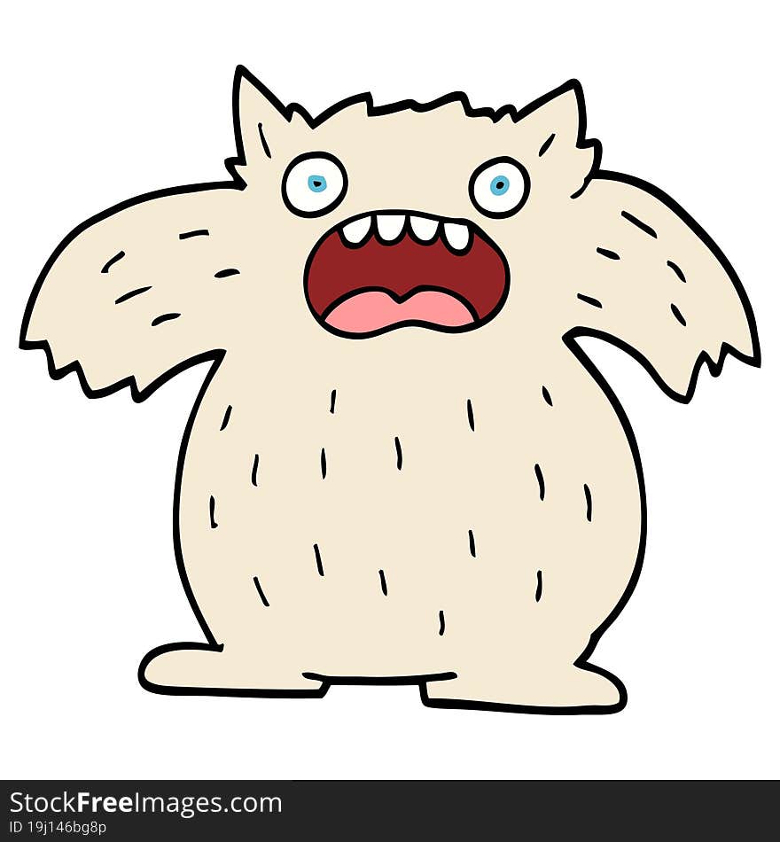 hand drawn doodle style cartoon yeti monster