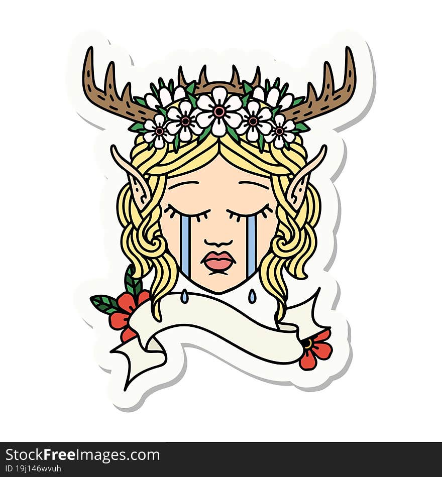 sad elf druid character face sticker