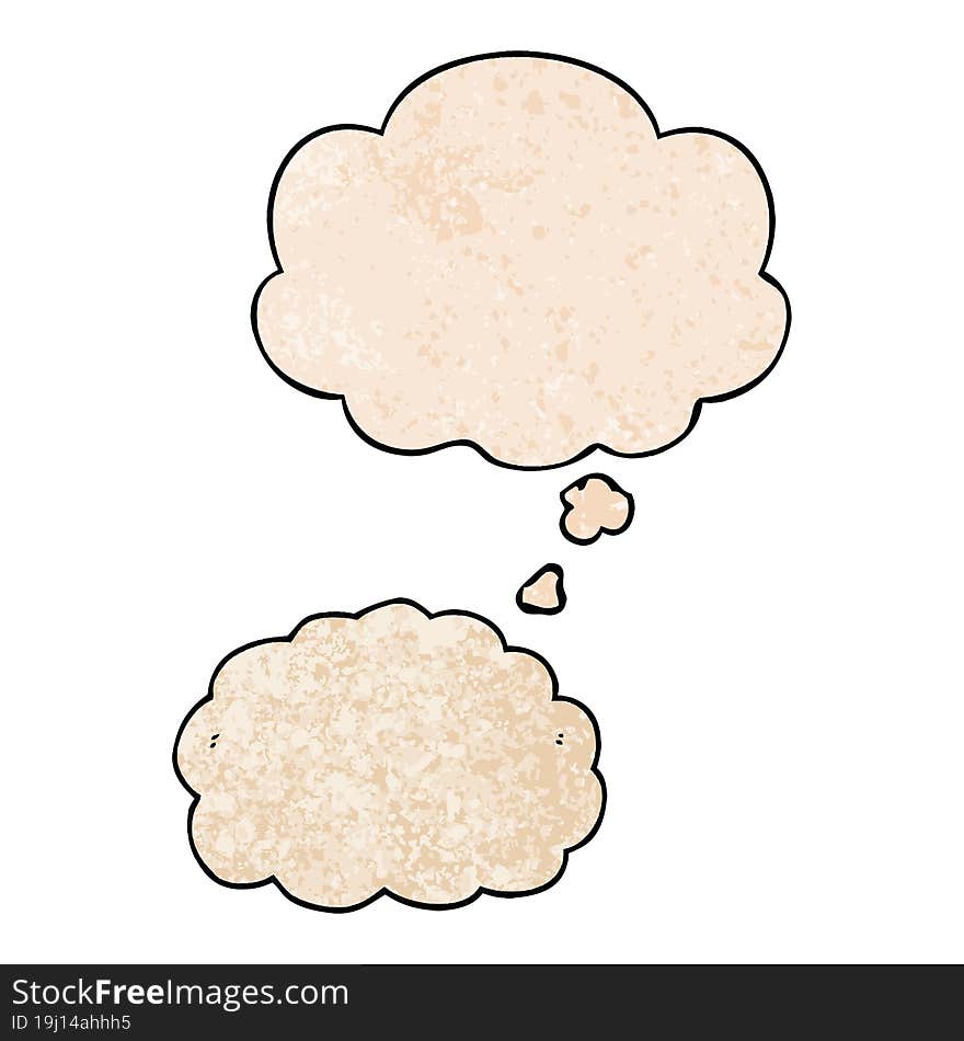 cartoon cloud and thought bubble in grunge texture pattern style