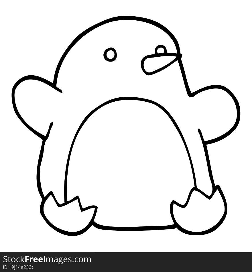 line drawing cartoon christmas penguin